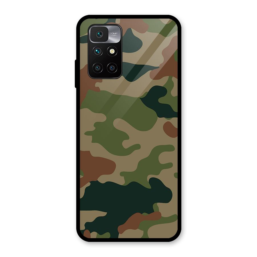 Army Camouflage Glass Back Case for Redmi 10 Prime