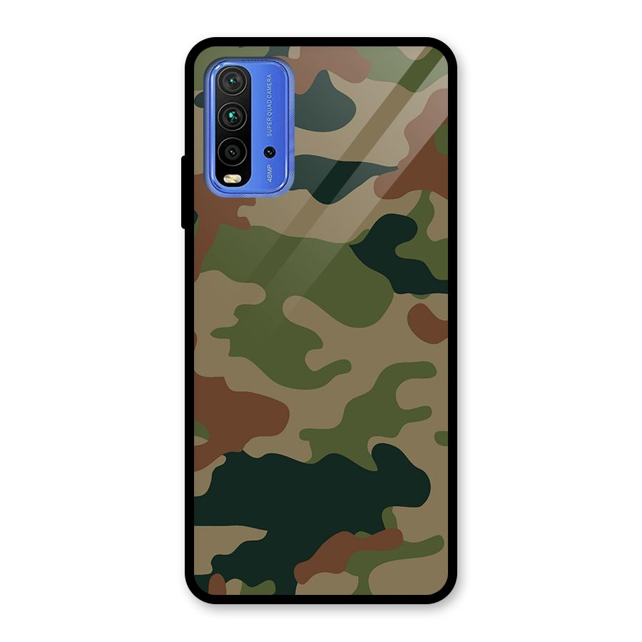 Army Camouflage Glass Back Case for Redmi 9 Power