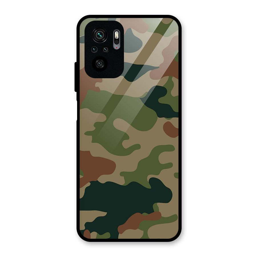 Army Camouflage Glass Back Case for Redmi Note 10S