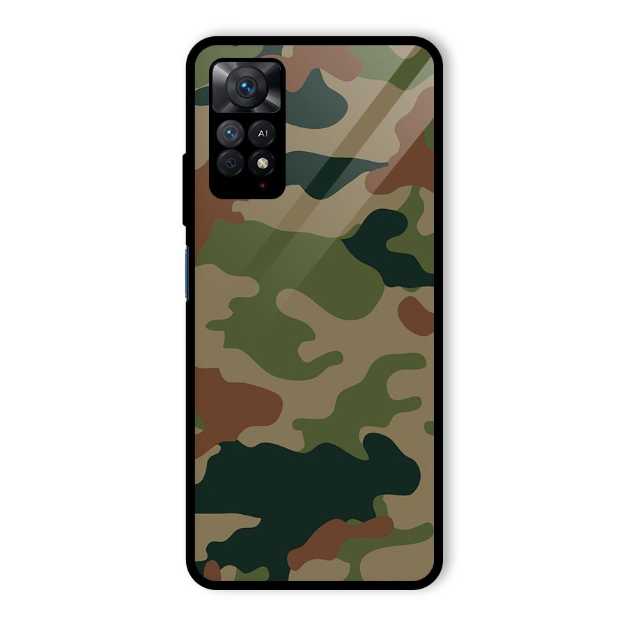 Army Camouflage Glass Back Case for Redmi Note 11 Pro