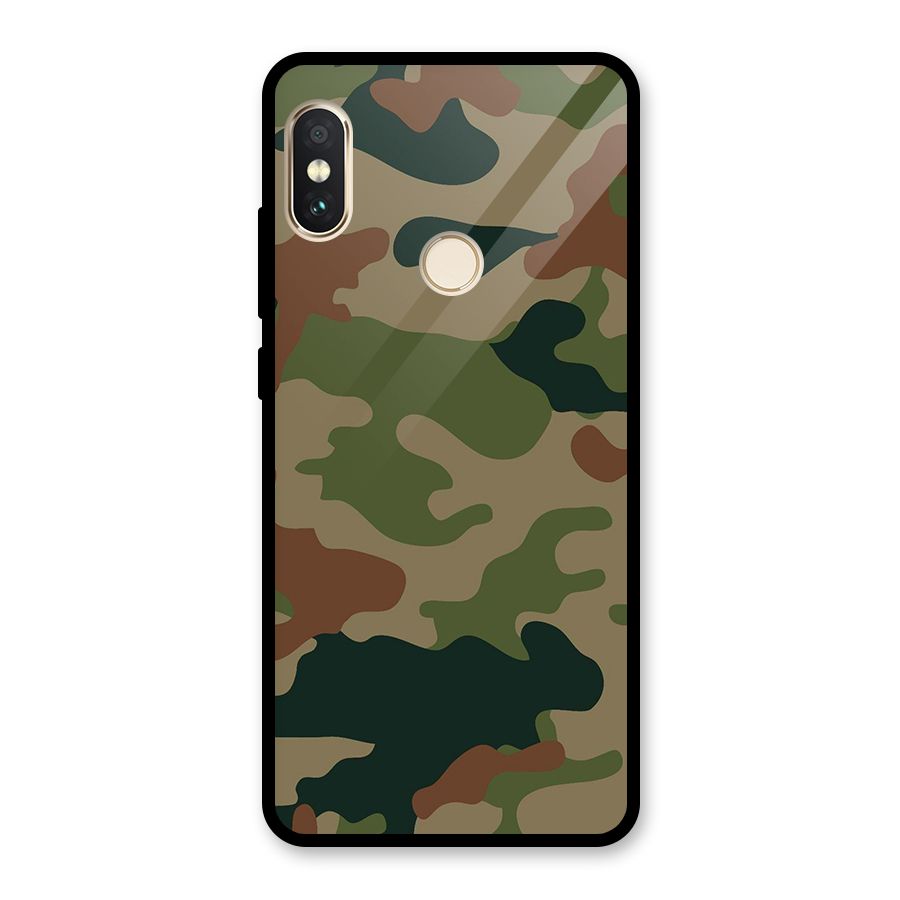 Army Camouflage Glass Back Case for Redmi Note 5 Pro