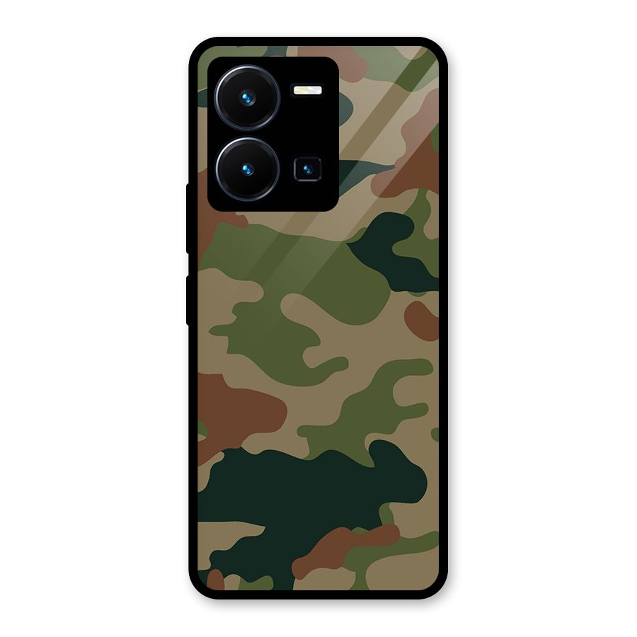Army Camouflage Glass Back Case for Vivo Y35