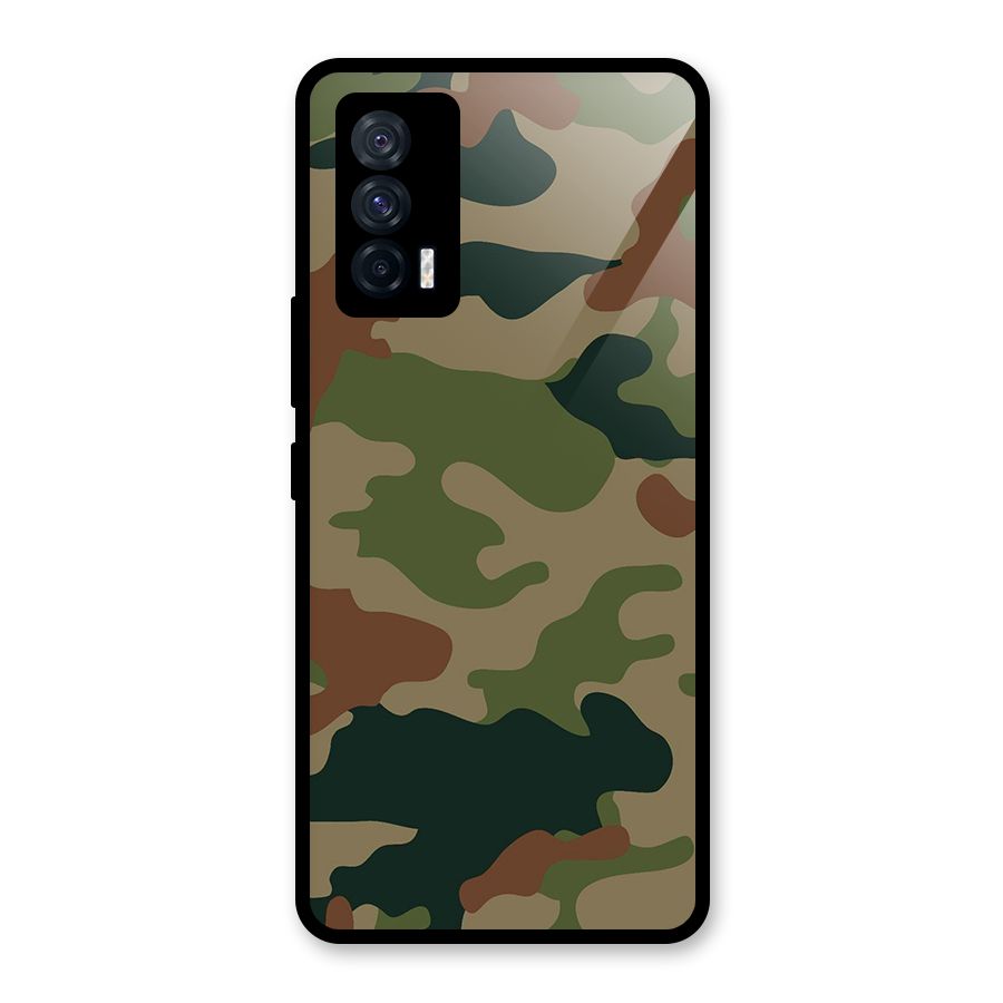 Army Camouflage Glass Back Case for Vivo iQOO 7 5G