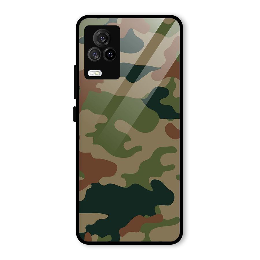 Army Camouflage Glass Back Case for Vivo iQOO 7 Legend 5G