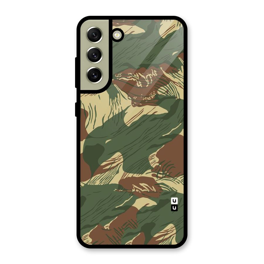 Army Design Glass Back Case for Galaxy S21 FE 5G