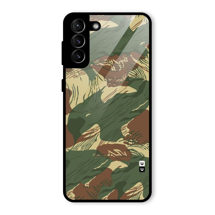 Army Design Glass Back Case for Galaxy S21 Plus
