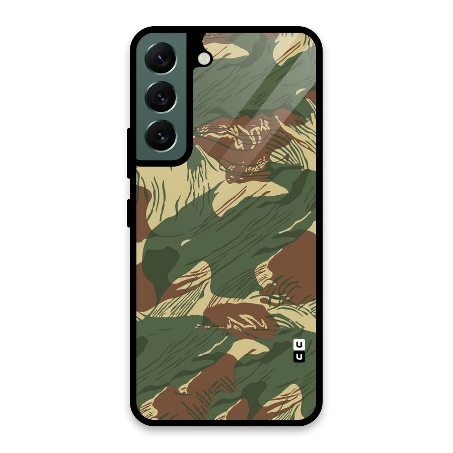 Army Design Glass Back Case for Galaxy S22 5G