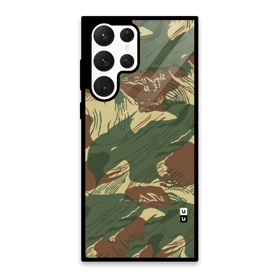 Army Design Glass Back Case for Galaxy S22 Ultra 5G