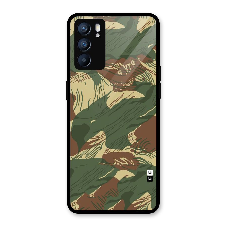 Army Design Glass Back Case for Oppo Reno6 5G