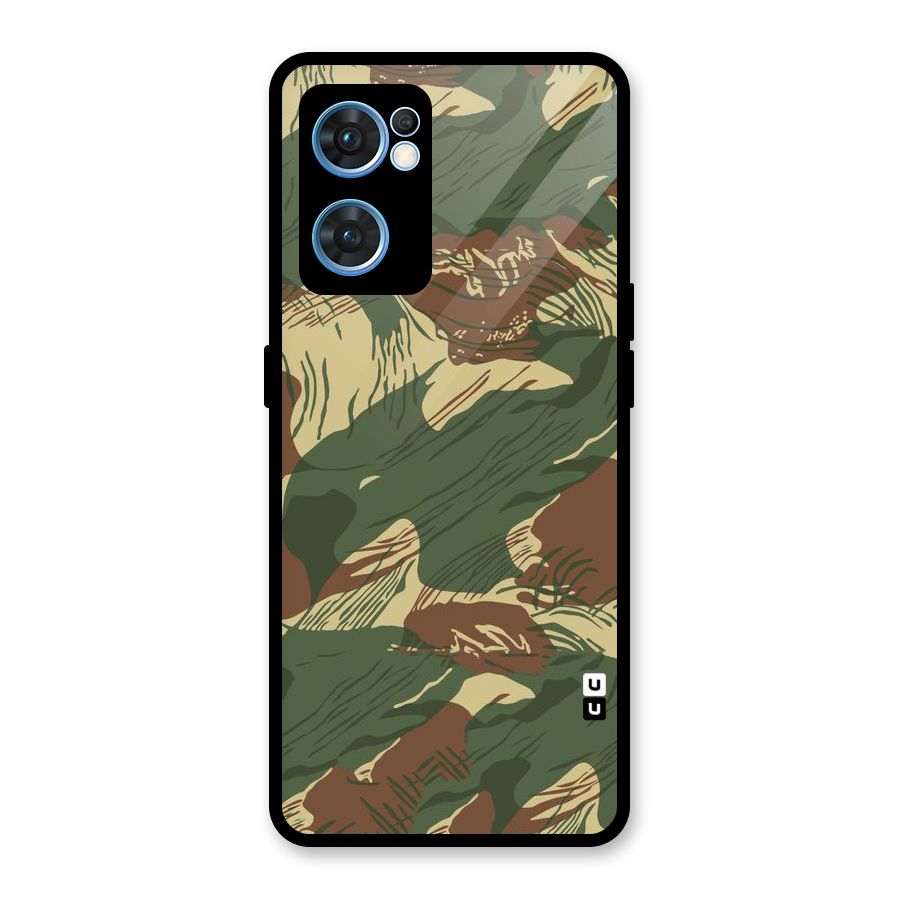 Army Design Glass Back Case for Oppo Reno7 5G