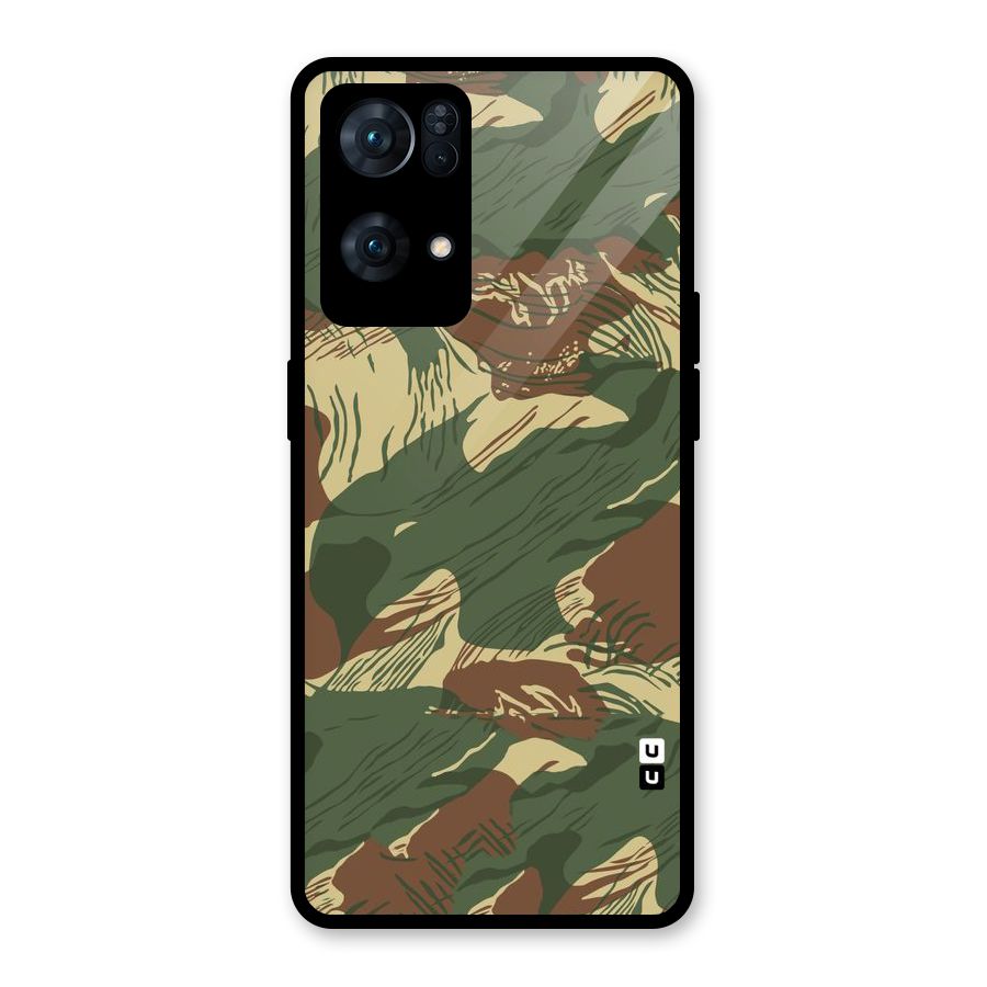 Army Design Glass Back Case for Oppo Reno7 Pro 5G