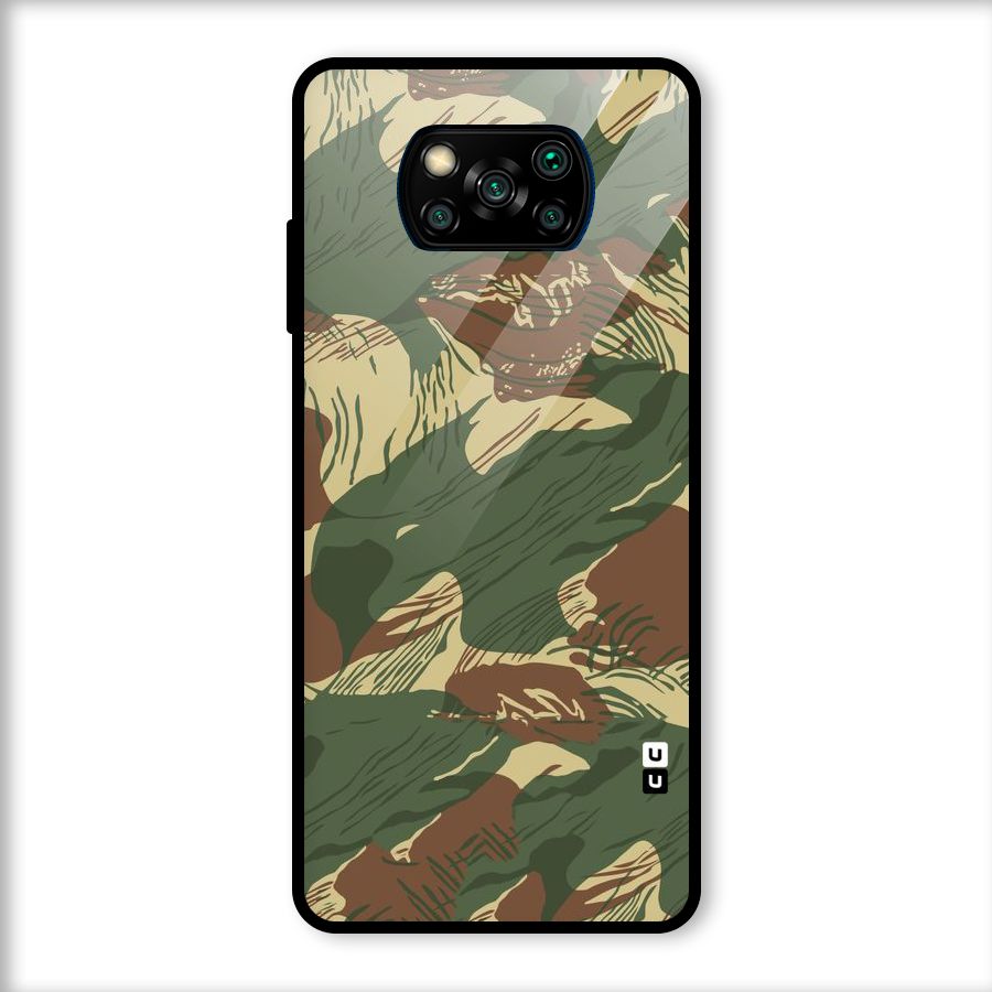 Army Design Glass Back Case for Poco X3