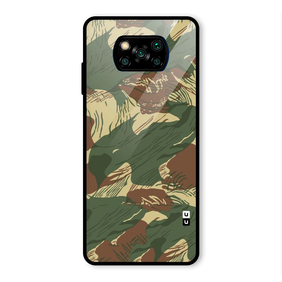 Army Design Glass Back Case for Poco X3 Pro