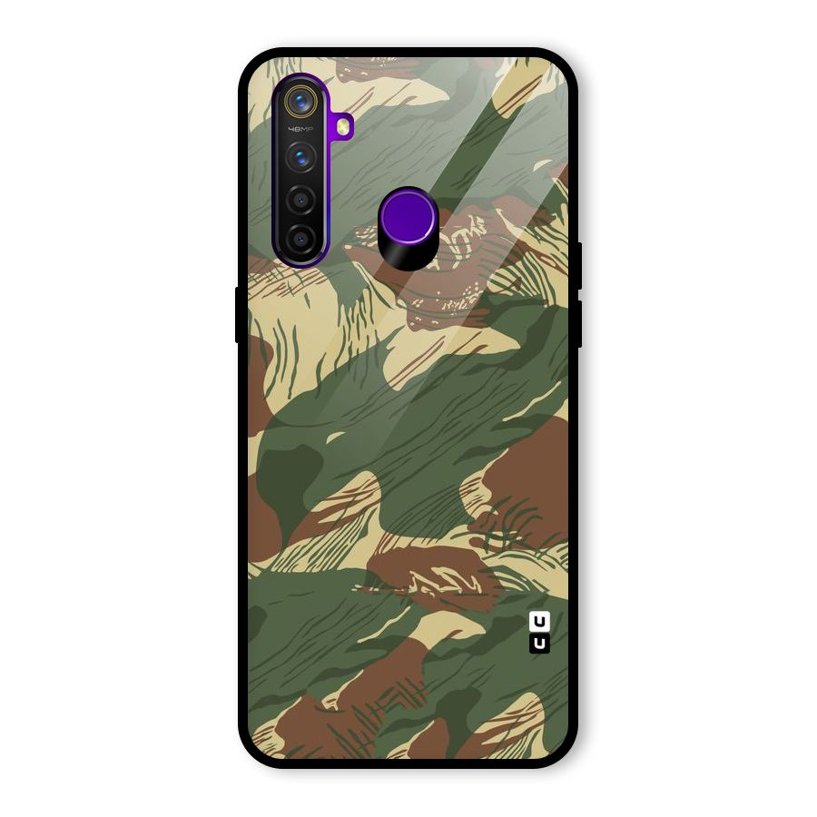 Army Design Glass Back Case for Realme 5 Pro