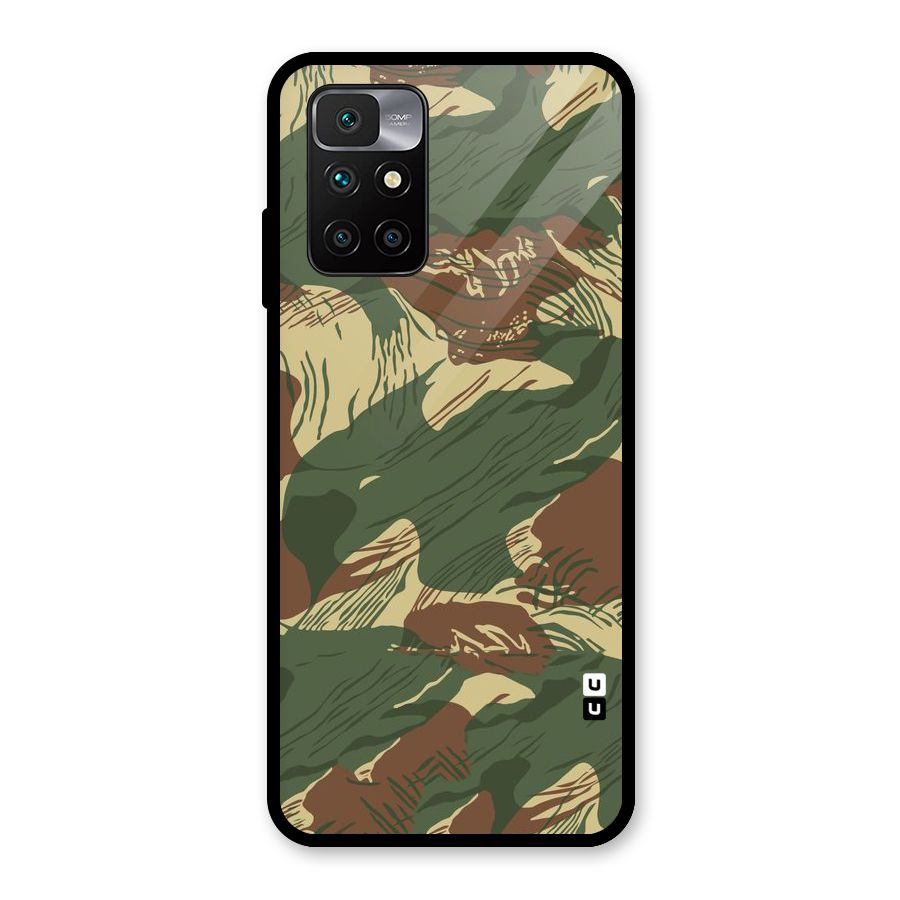 Army Design Glass Back Case for Redmi 10 Prime