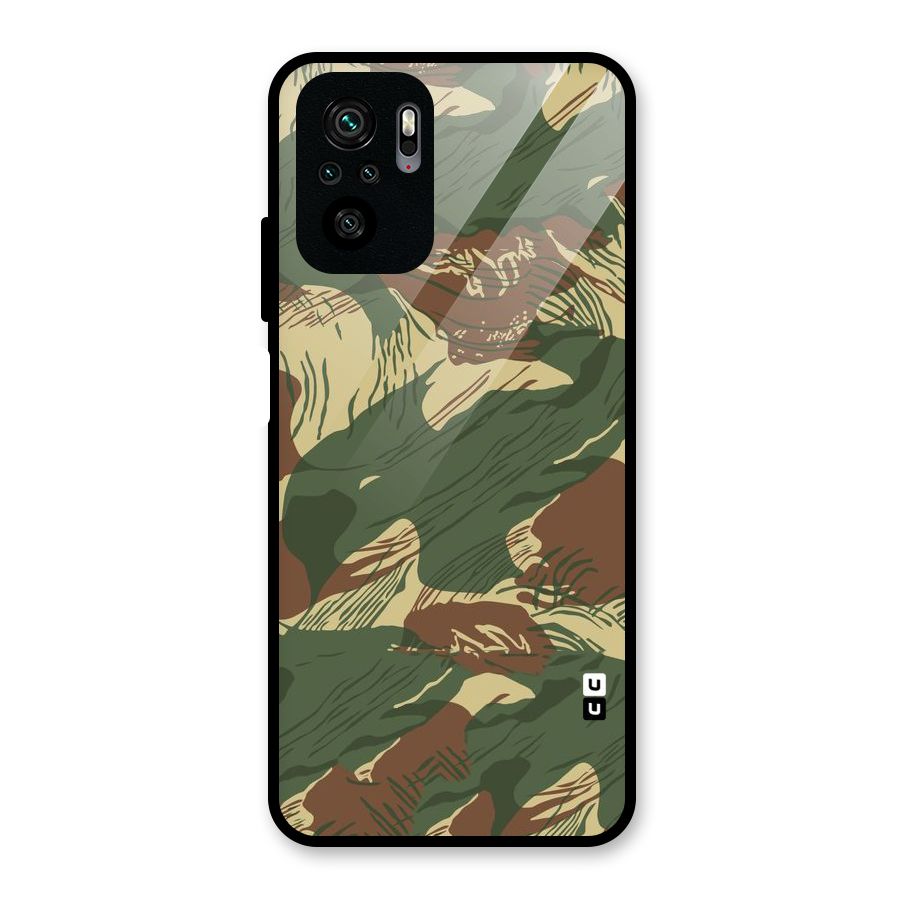 Army Design Glass Back Case for Redmi Note 10S