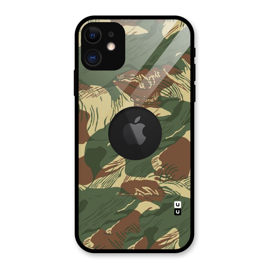 Army Design Glass Back Case for iPhone 11 Logo Cut