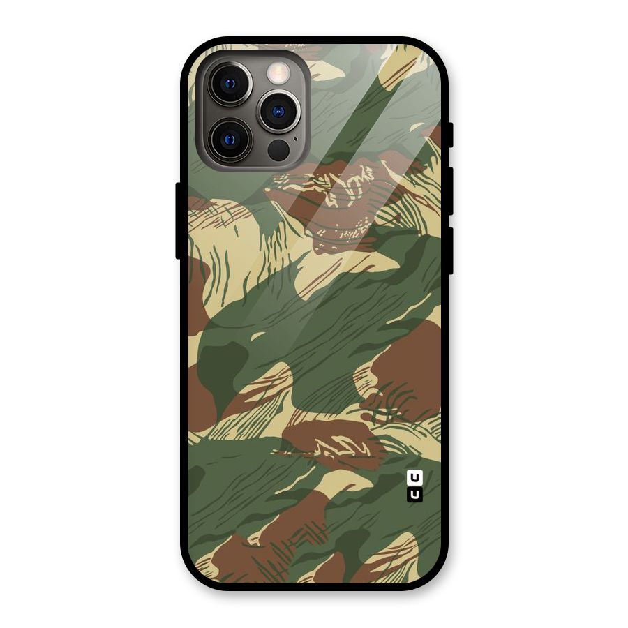 Army Design Glass Back Case for iPhone 12 Pro
