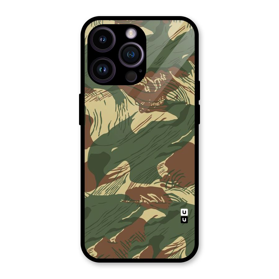 Army Design Glass Back Case for iPhone 14 Pro Max