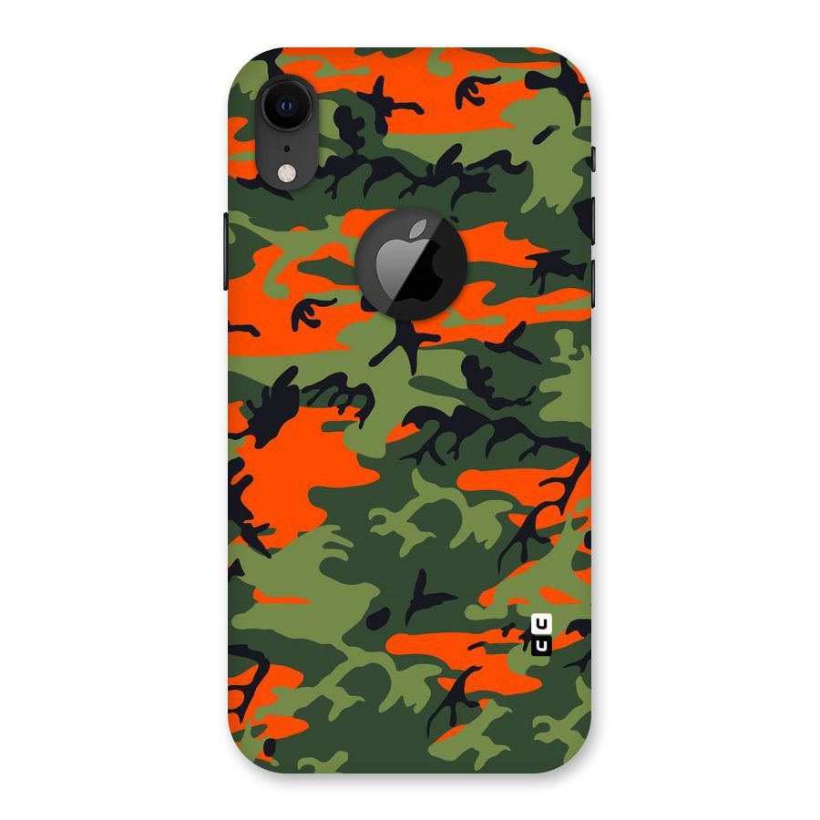 Army Pattern Back Case for iPhone XR Logo Cut