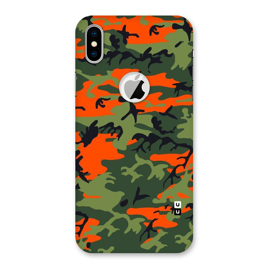 Army Pattern Back Case for iPhone X Logo Cut