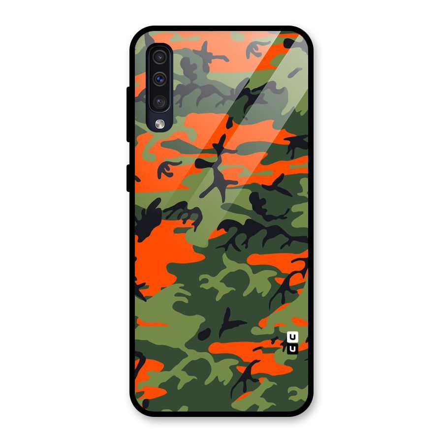 Army Pattern Glass Back Case for Galaxy A30s