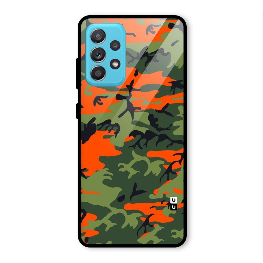 Army Pattern Glass Back Case for Galaxy A52