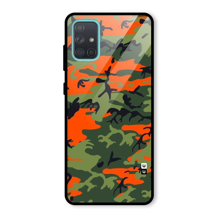Army Pattern Glass Back Case for Galaxy A71