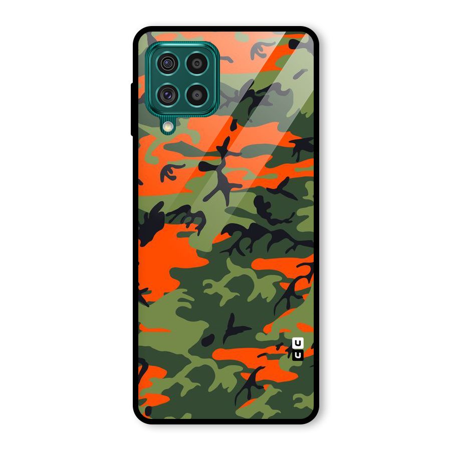 Army Pattern Glass Back Case for Galaxy F62
