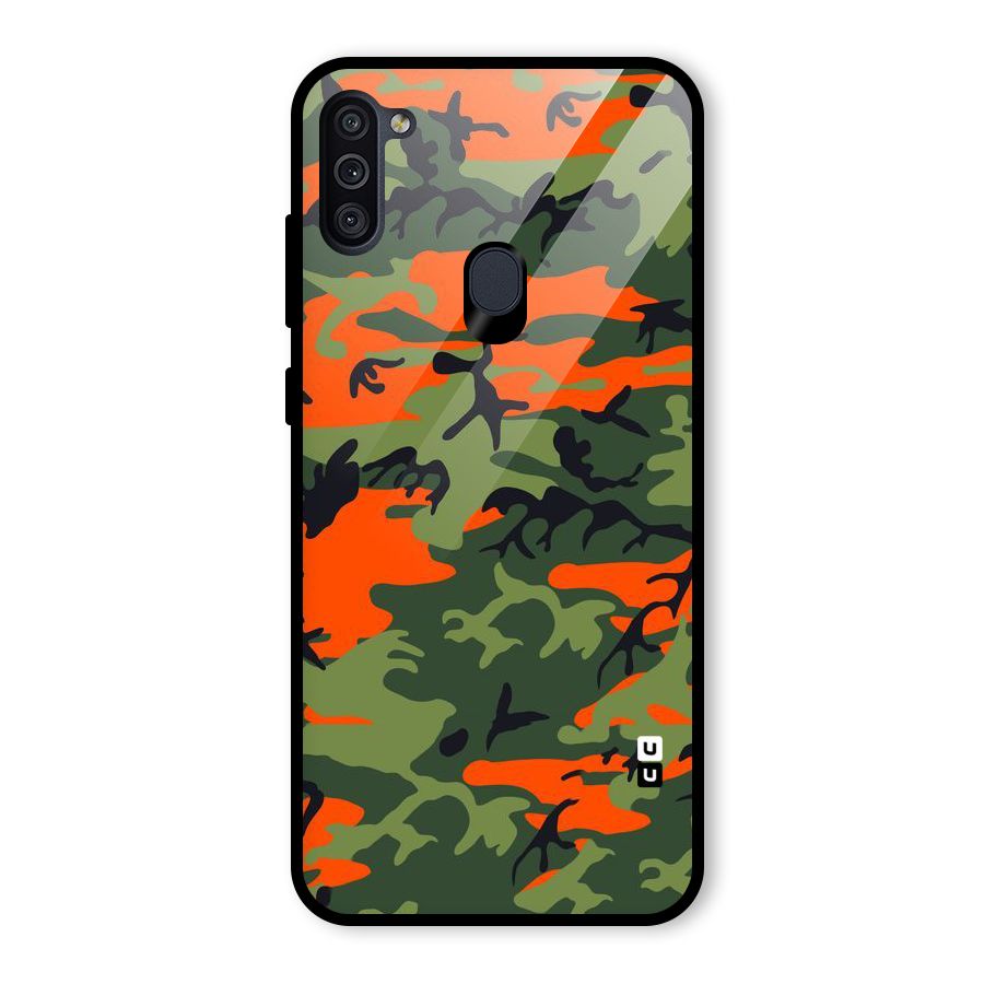 Army Pattern Glass Back Case for Galaxy M11