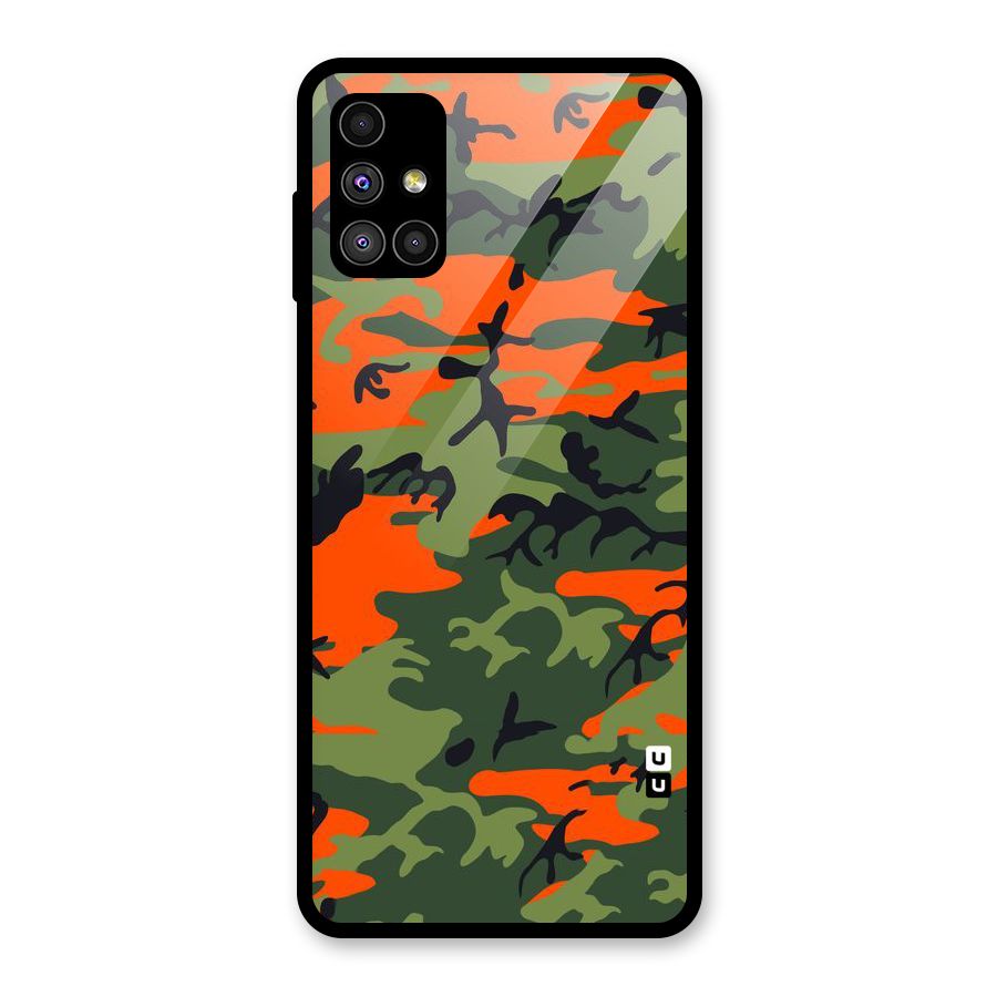 Army Pattern Glass Back Case for Galaxy M51