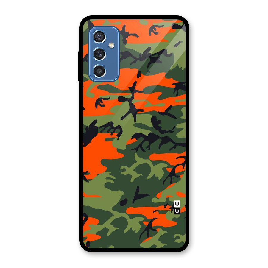 Army Pattern Glass Back Case for Galaxy M52 5G