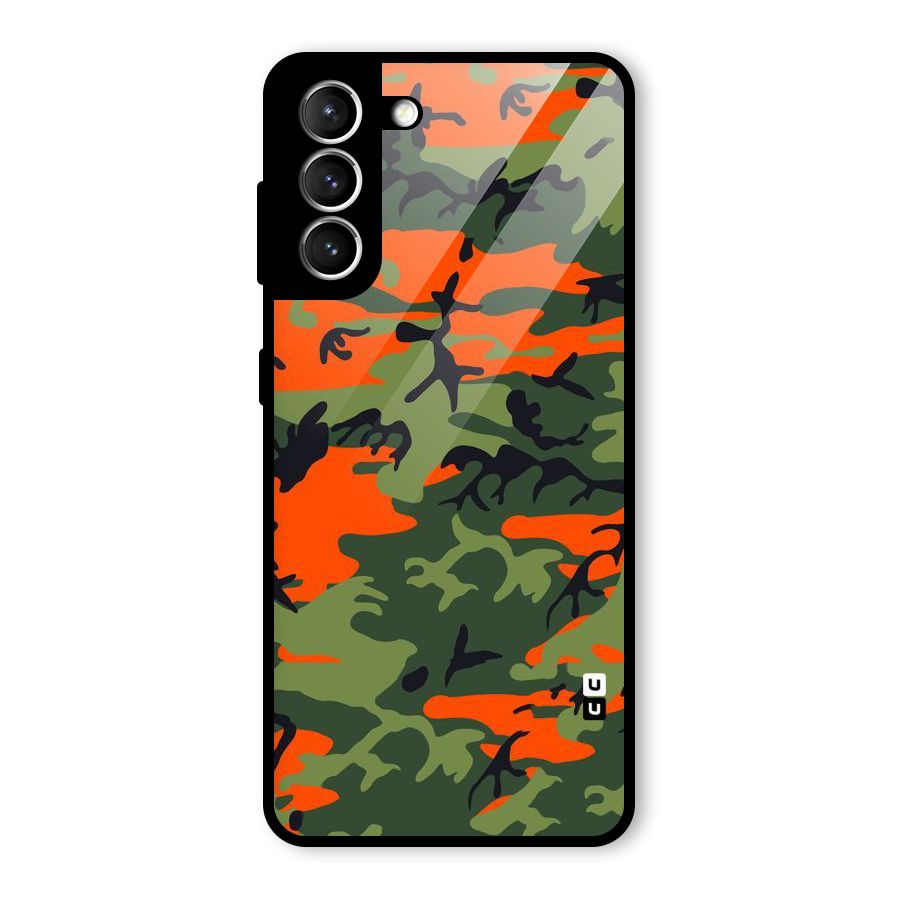 Army Pattern Glass Back Case for Galaxy S21 5G