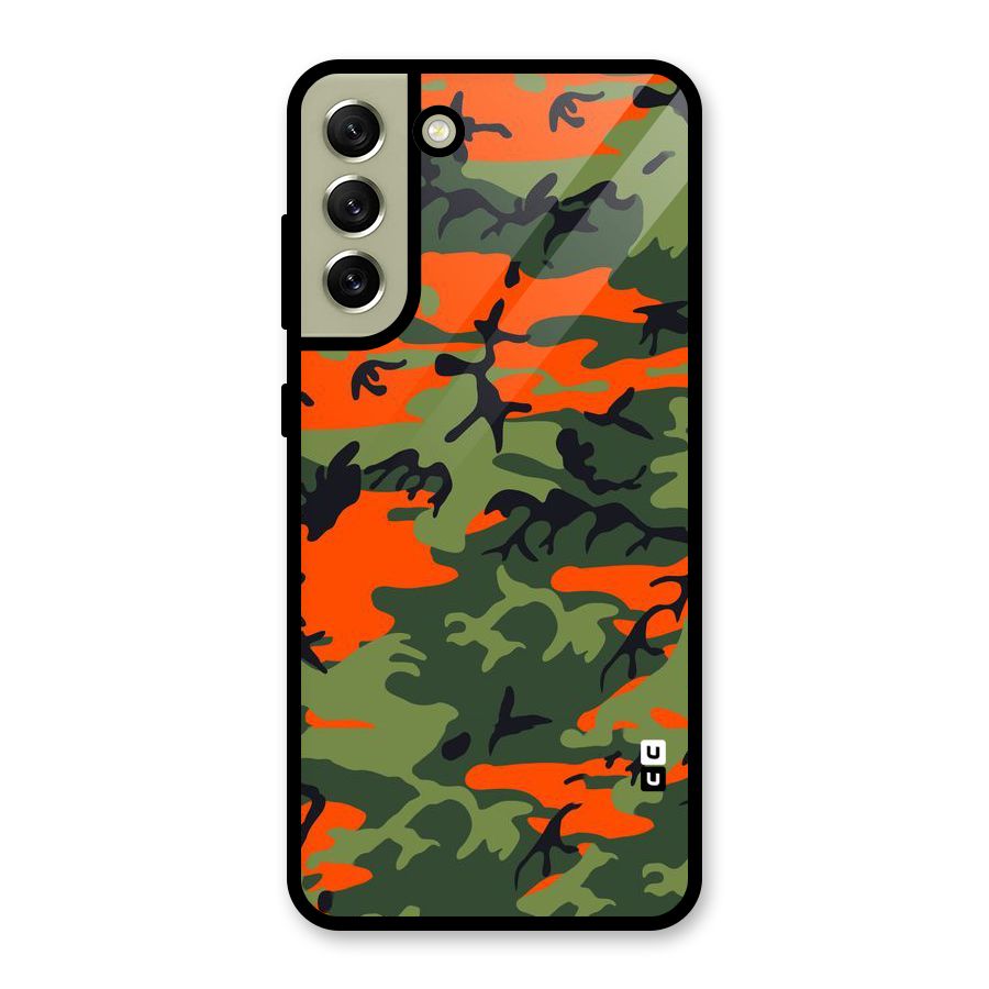 Army Pattern Glass Back Case for Galaxy S21 FE 5G