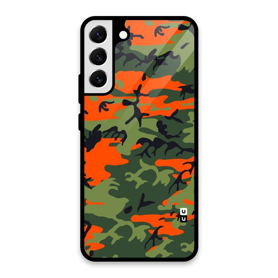 Army Pattern Glass Back Case for Galaxy S22 Plus 5G