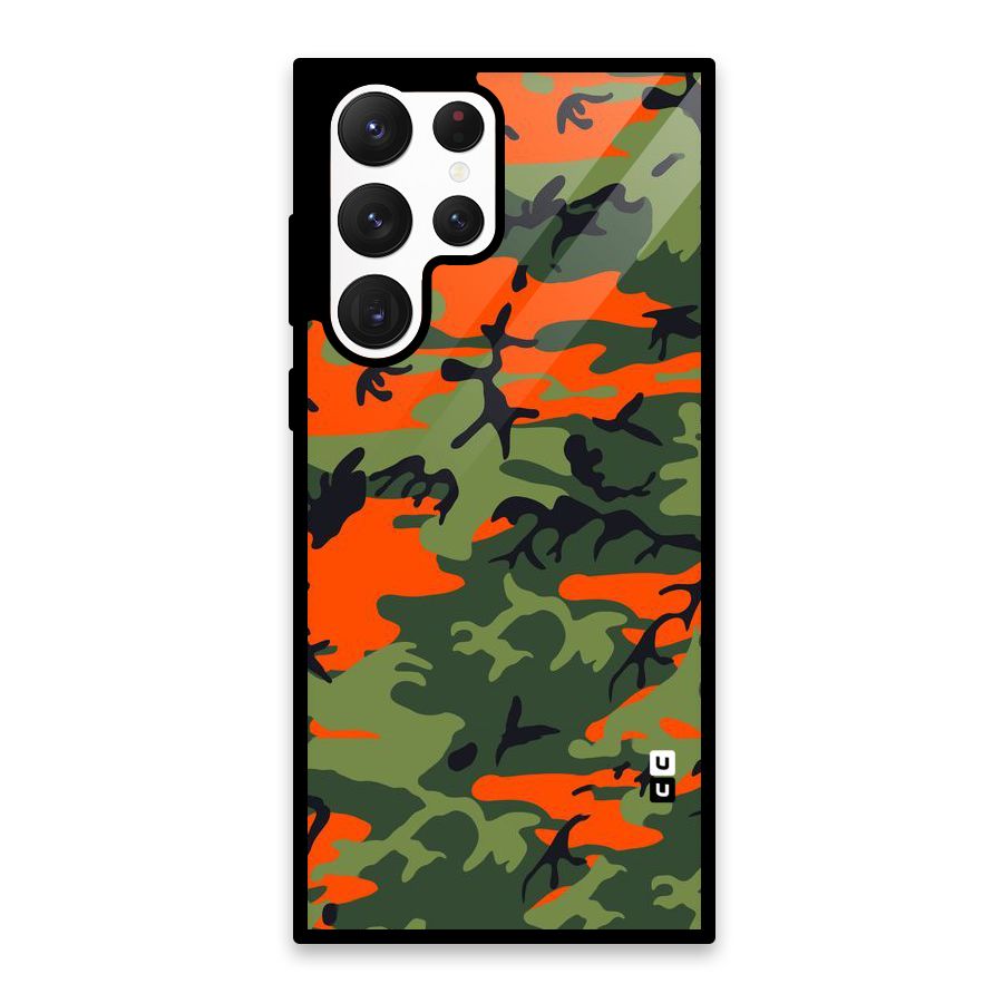 Army Pattern Glass Back Case for Galaxy S22 Ultra 5G