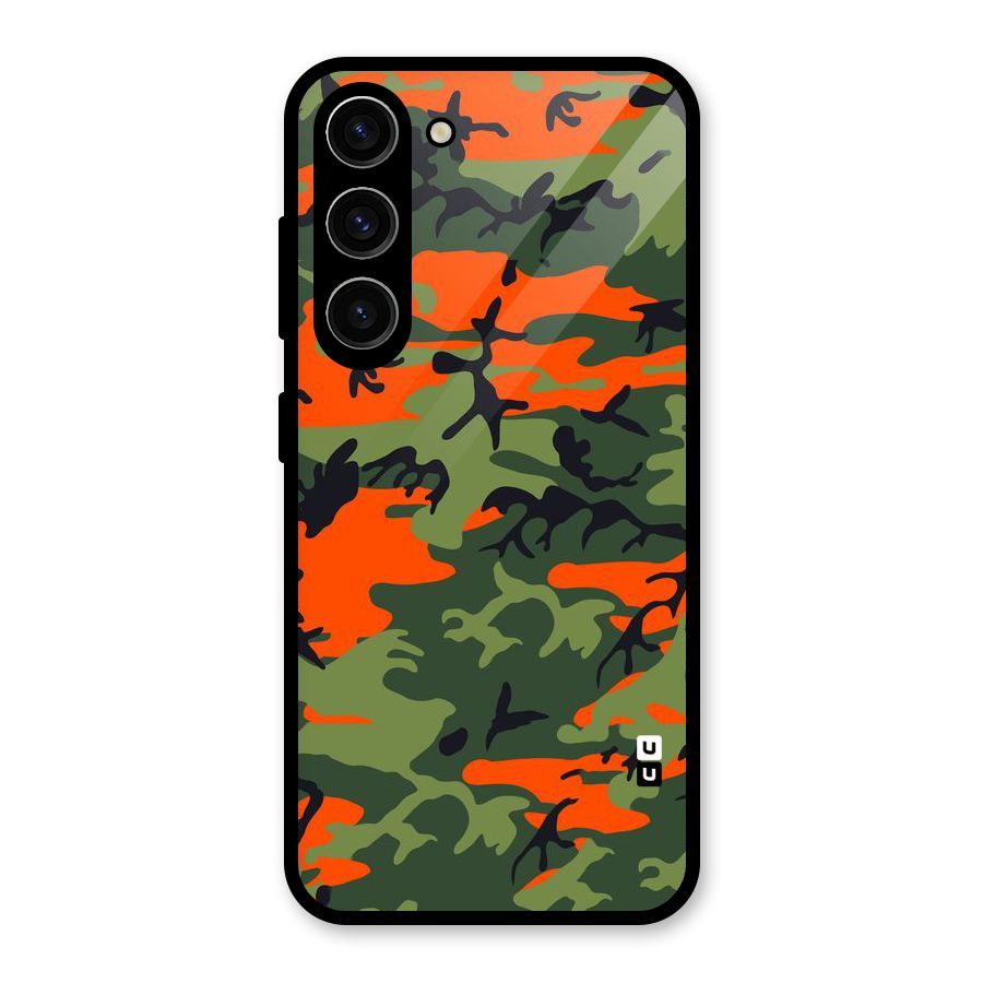 Army Pattern Glass Back Case for Galaxy S23