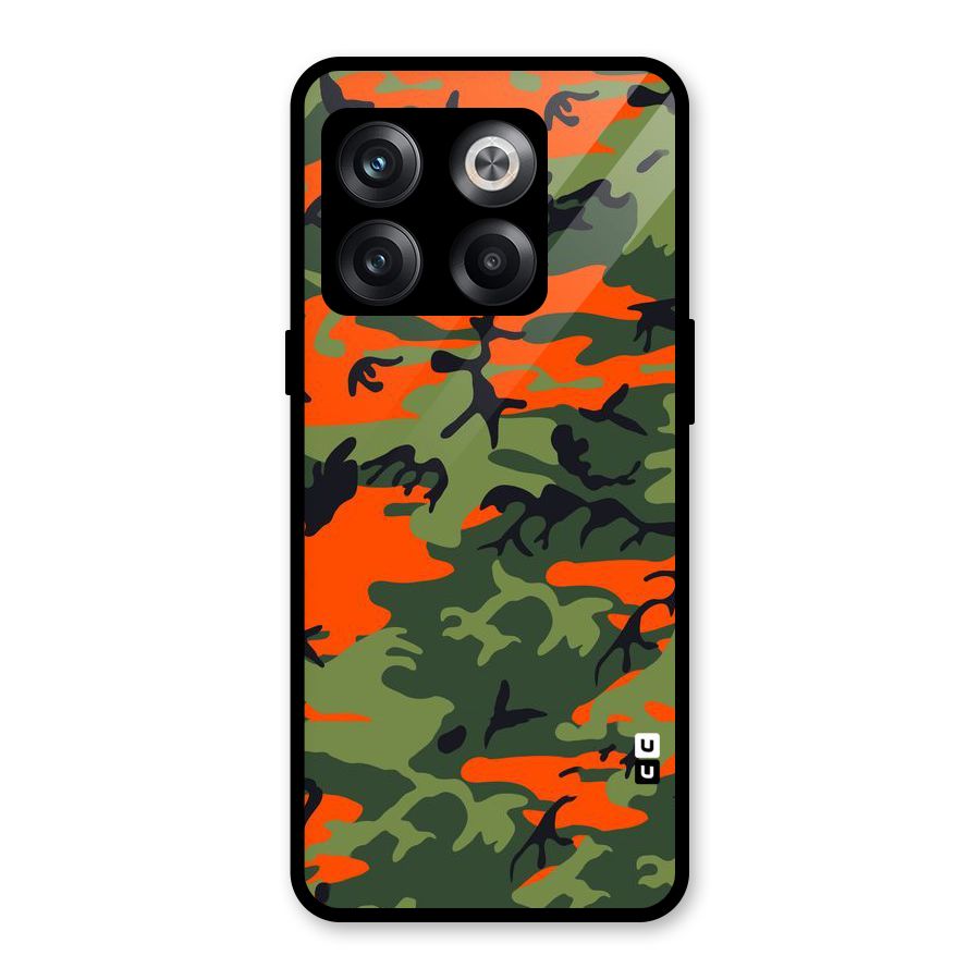 Army Pattern Glass Back Case for OnePlus 10T