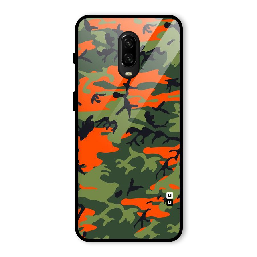 Army Pattern Glass Back Case for OnePlus 6T