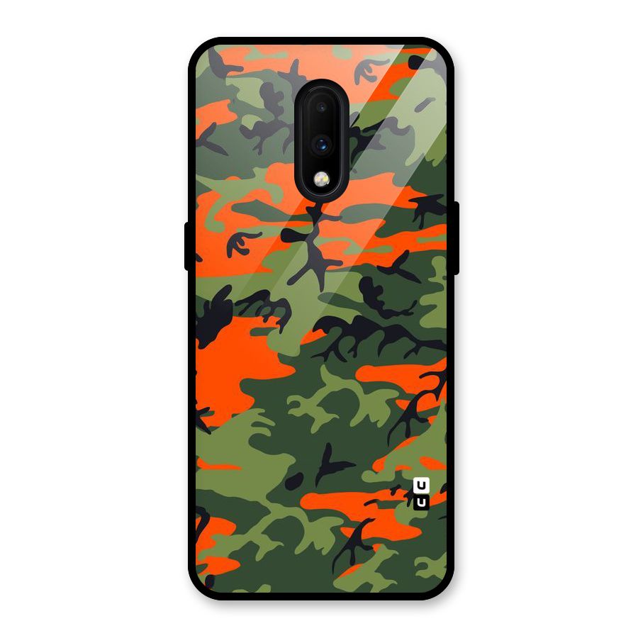 Army Pattern Glass Back Case for OnePlus 7