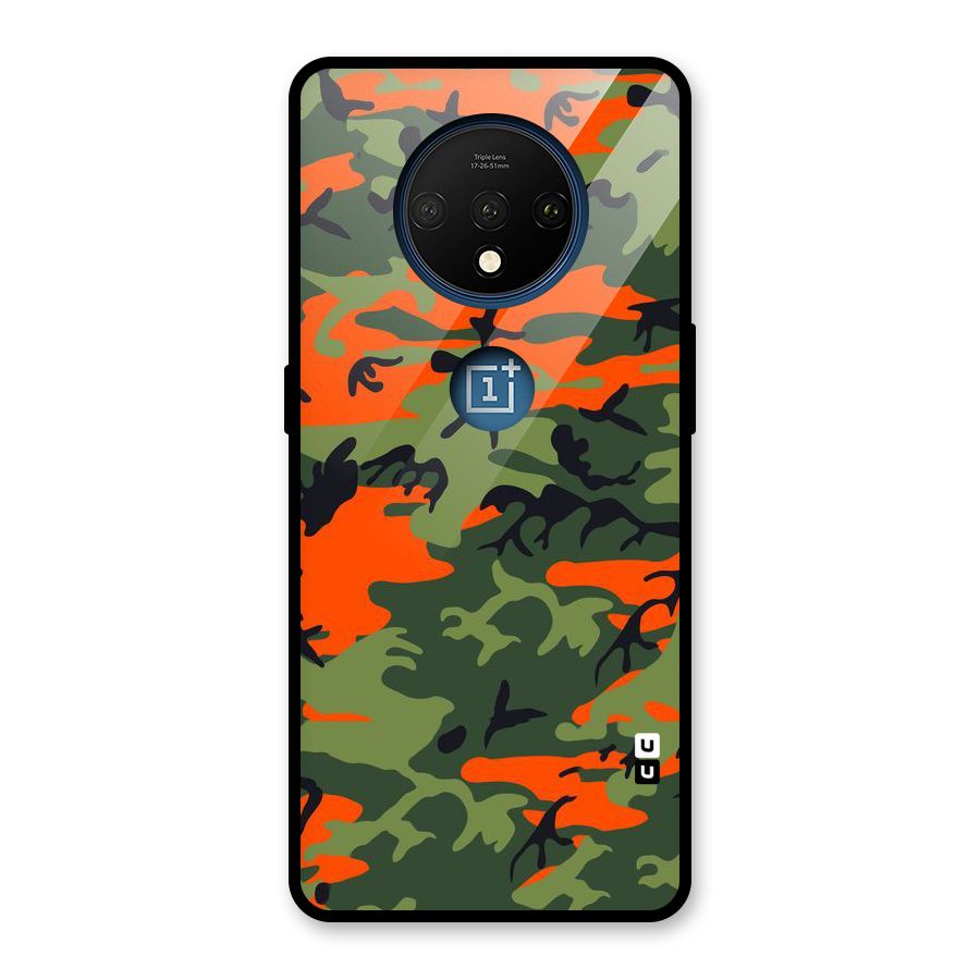Army Pattern Glass Back Case for OnePlus 7T