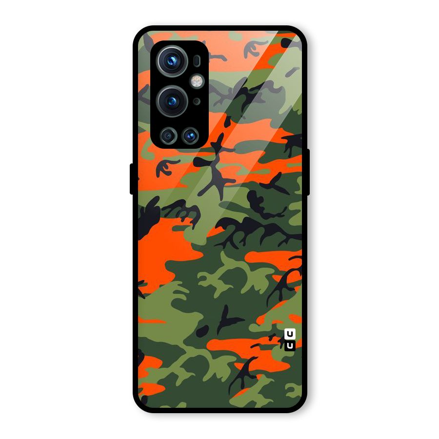 Army Pattern Glass Back Case for OnePlus 9 Pro