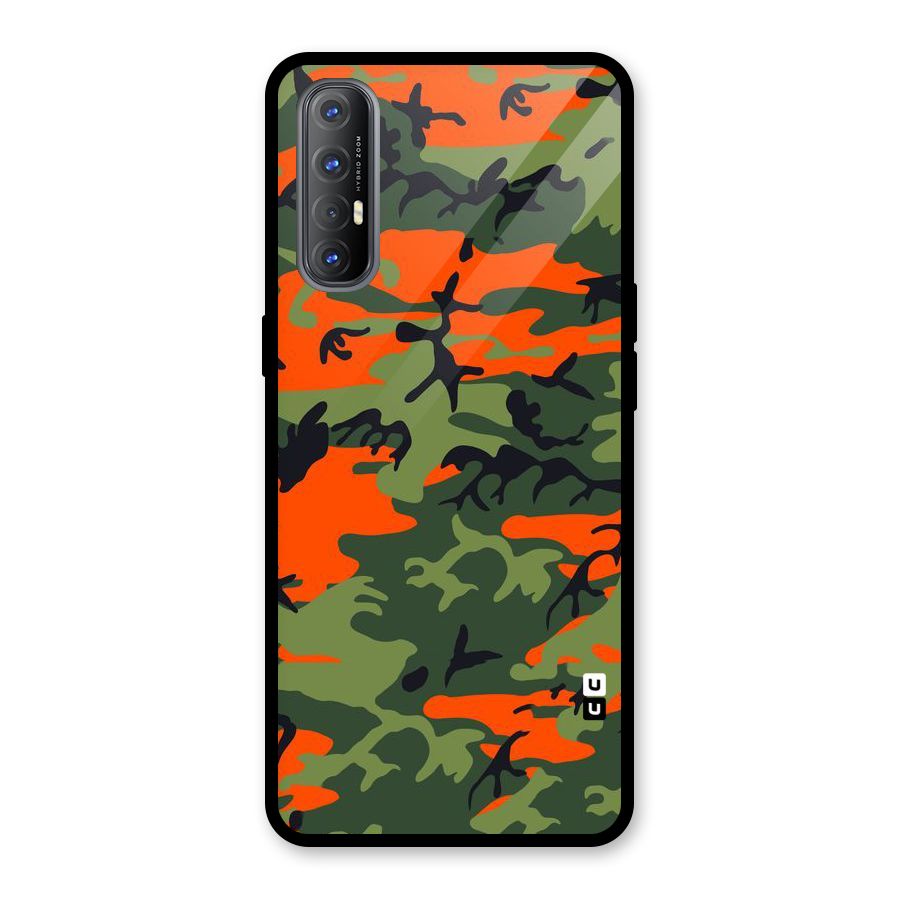 Army Pattern Glass Back Case for Oppo Reno3 Pro