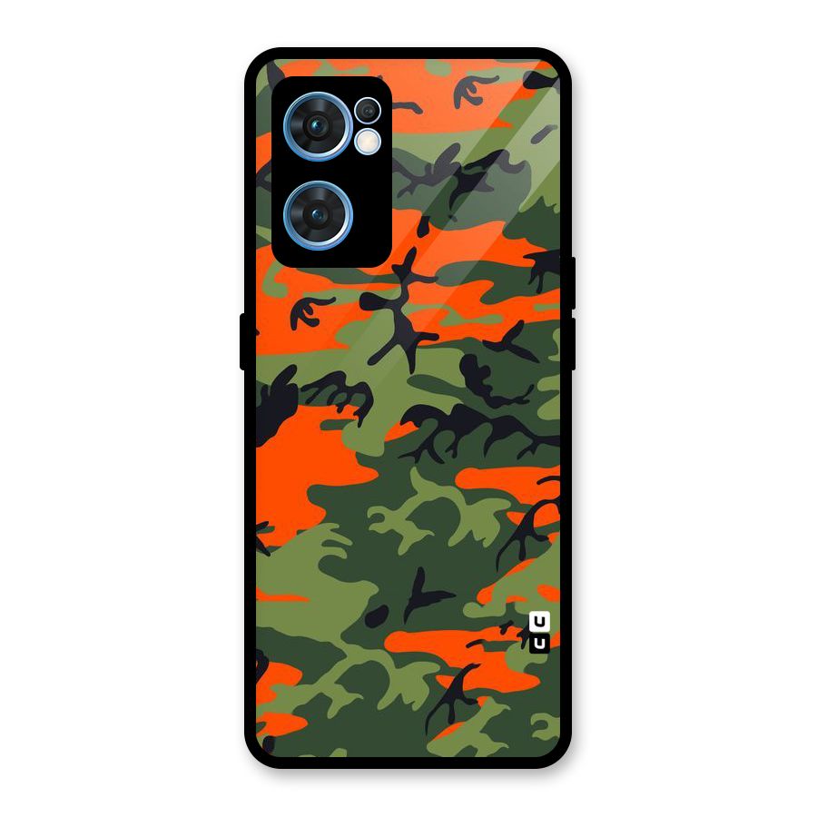 Army Pattern Glass Back Case for Oppo Reno7 5G