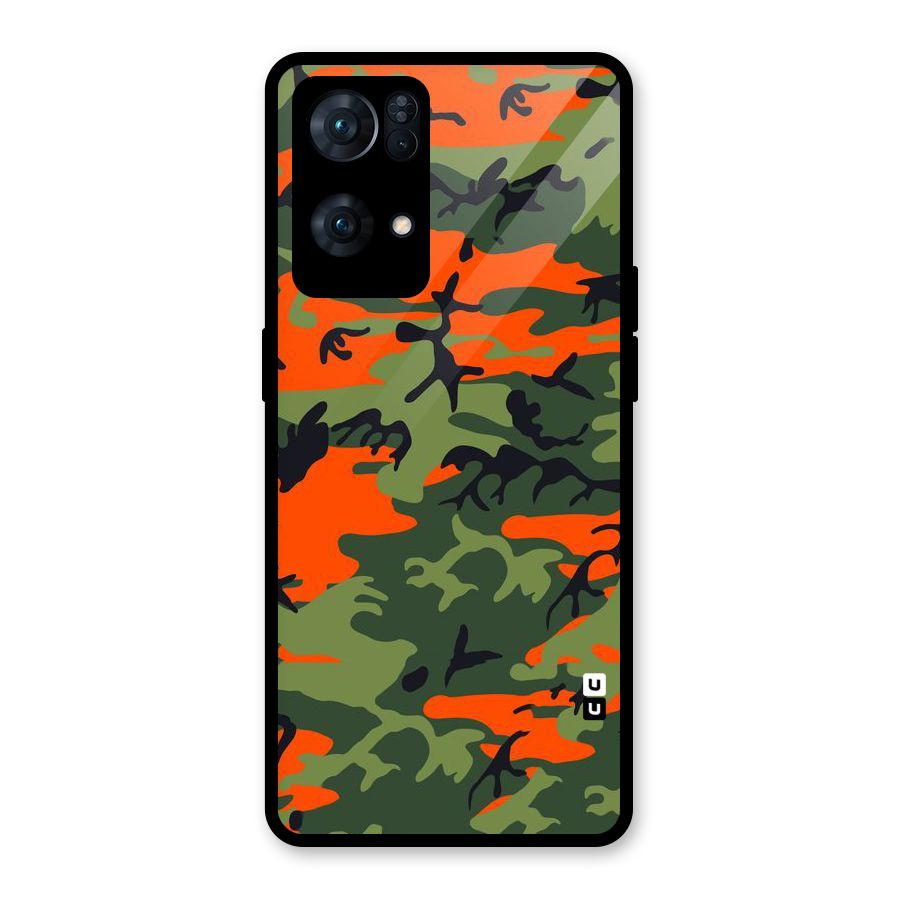 Army Pattern Glass Back Case for Oppo Reno7 Pro 5G