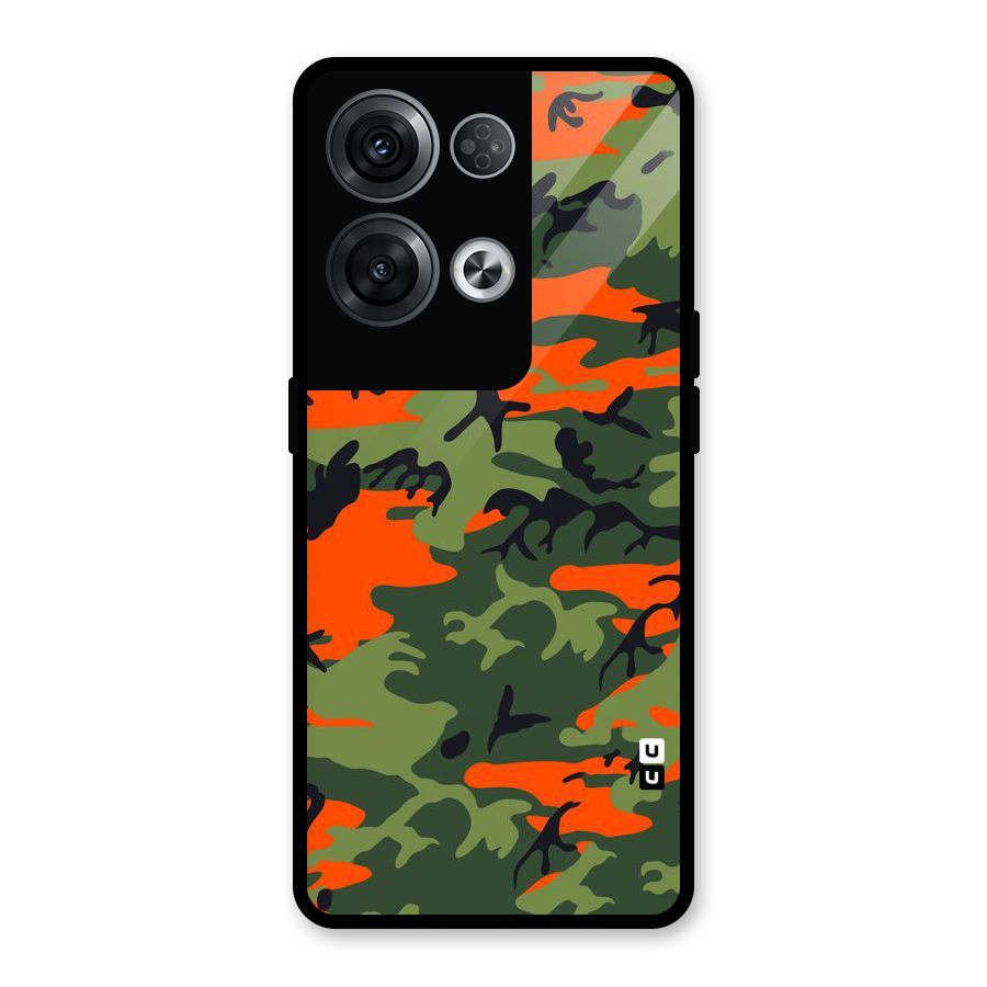 Army Pattern Glass Back Case for Oppo Reno8 Pro 5G