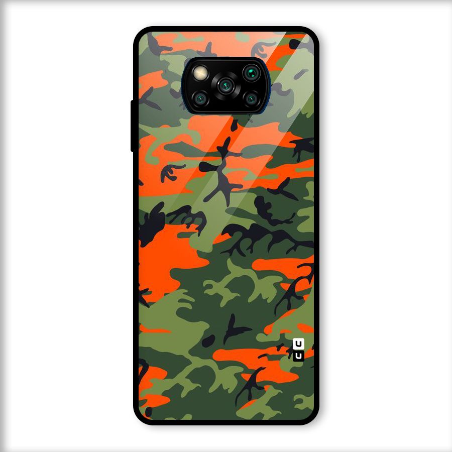 Army Pattern Glass Back Case for Poco X3