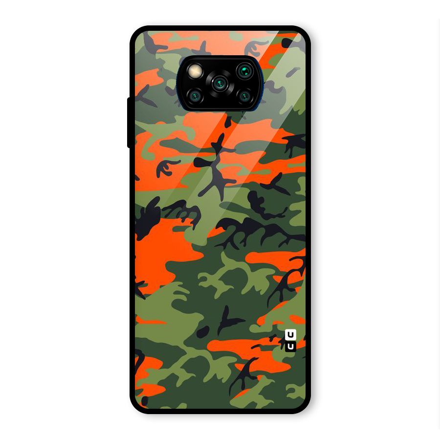 Army Pattern Glass Back Case for Poco X3 Pro