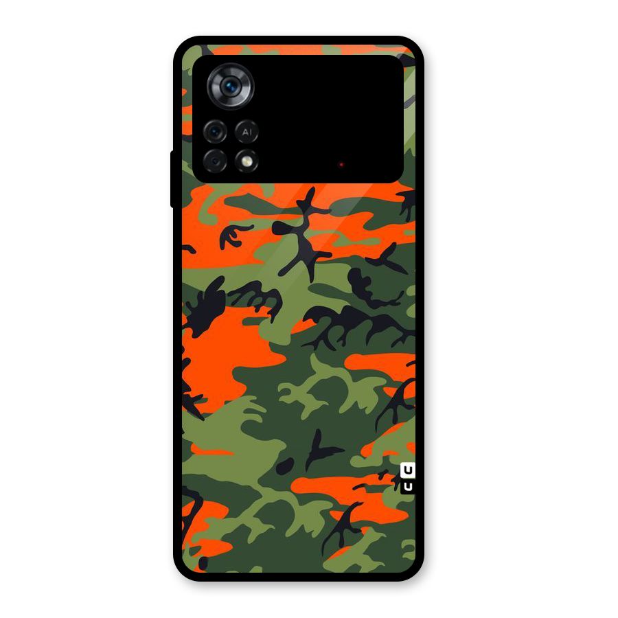 Army Pattern Glass Back Case for Poco X4 Pro 5G