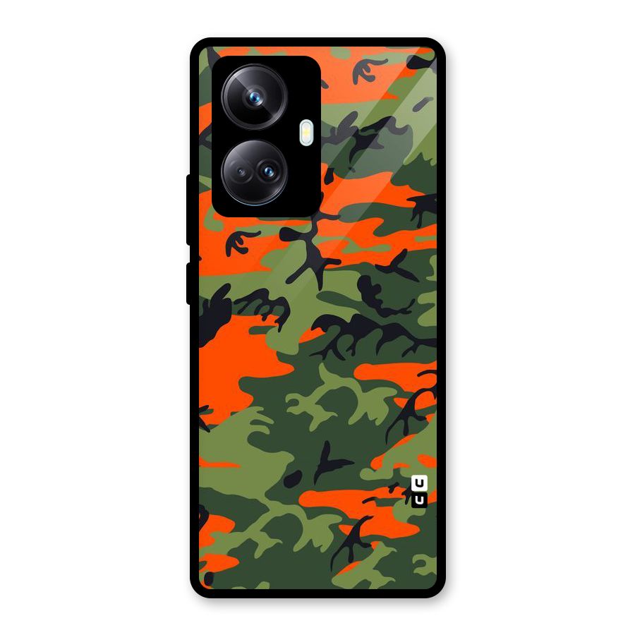 Army Pattern Glass Back Case for Realme 10 Pro Plus